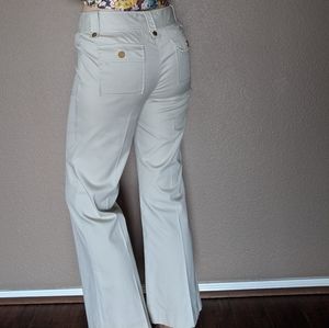Tory Burch cotton trousers Straight Flared Beige Tan